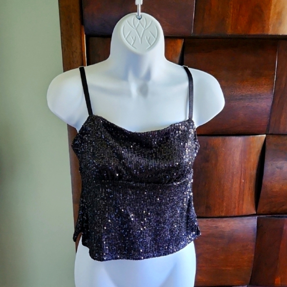 Sequin Black Cami Top